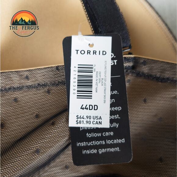 NWT Torrid Push-Up Bra Black XO Plunge Cozy Lace Straight Back Women's Size 44DD - Picture 7 of 9